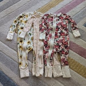 Organic Cotton Baby Pajamas 2-Way Zip Front Zipper Sleeper, Floral Girl Long